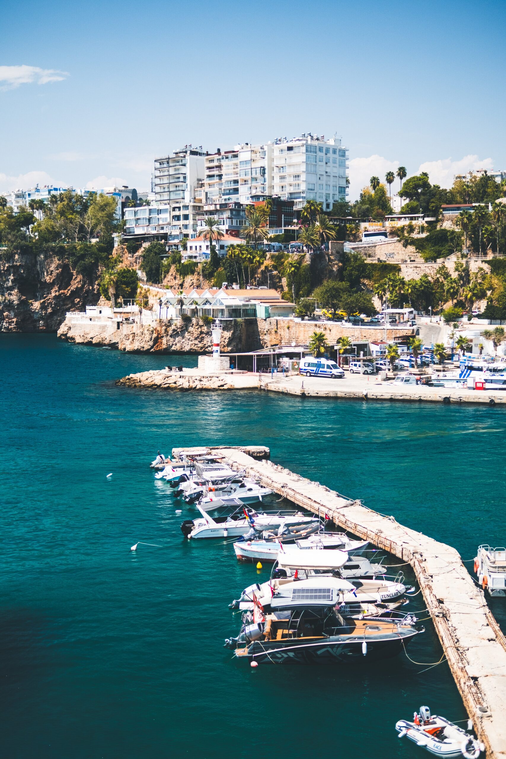 A harbor with some boats.